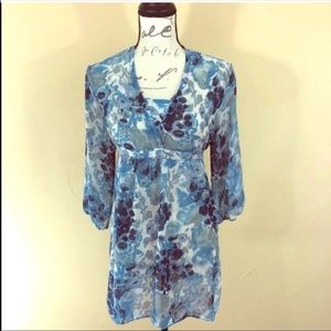 Cortelle blue sheer tie back blouse 40 S